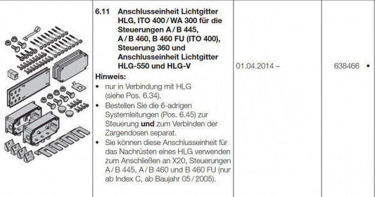 Hörmann 638466 Anschlusseinheit HLG Lichtgitter Steuerungen