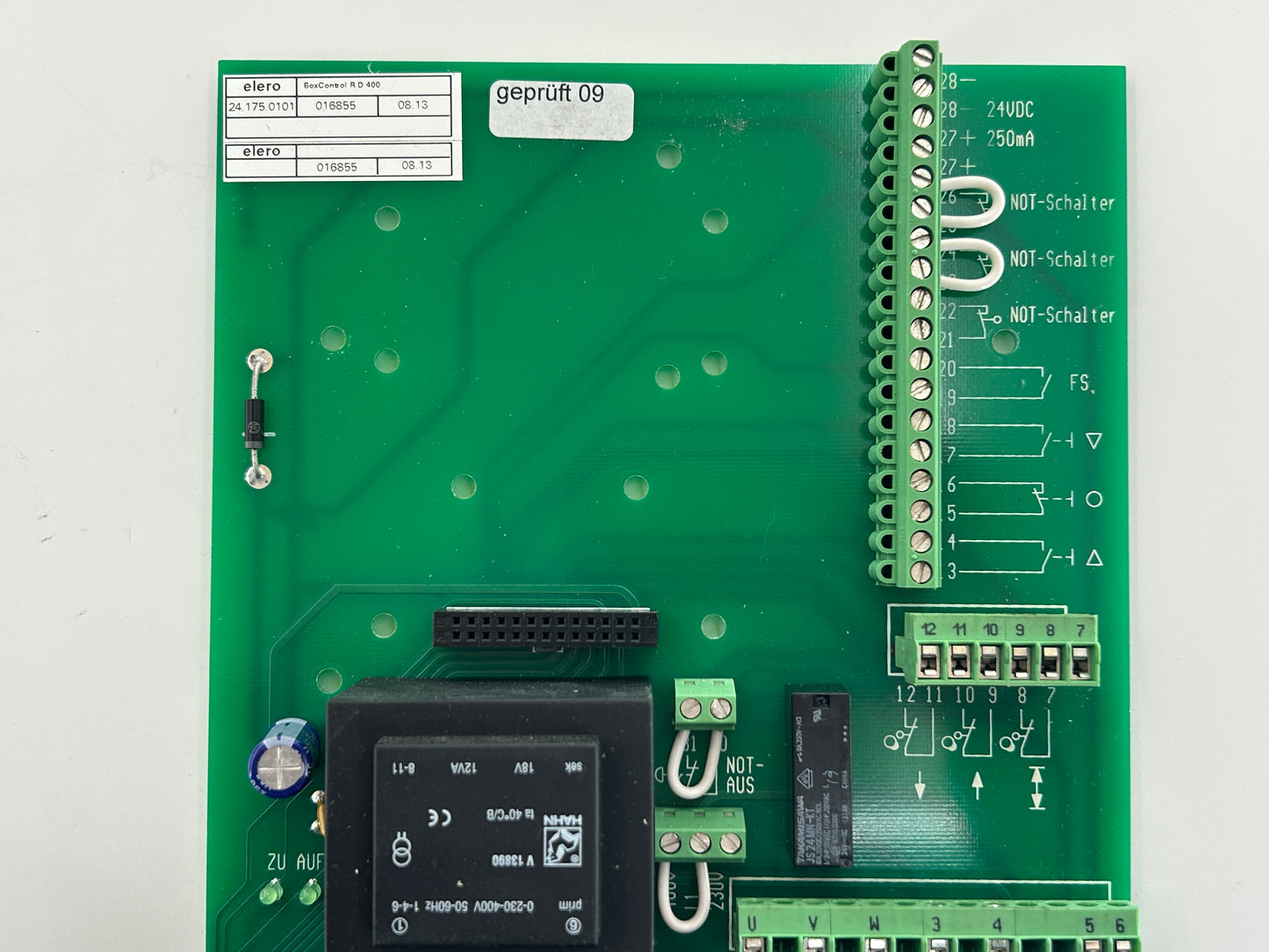 Elero BoxControl RD400 Platine Elektronik Hauptplatine Steuerung Steuerplatine Basisplatine Bedienplatine Elektroniksteuerung Leistungsplatine Multifunktionsplatine