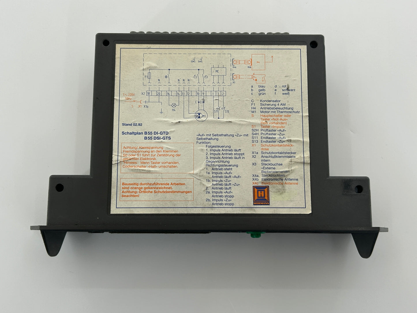 Hörmann GTS35 control unit, slide-in control unit, motor control unit, operation 